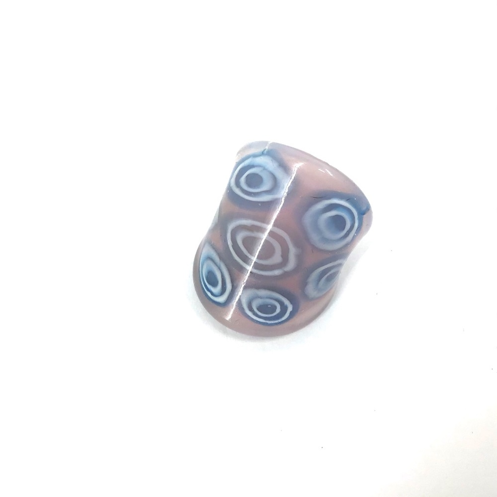 Glass Ring, Pink with Blue and White